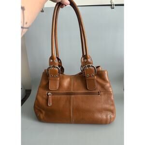 Tignanello Leather Handbag Y2K Style Brown EUC